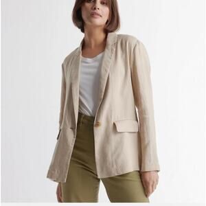 Quince 100% European Linen Blazer Driftwood Tan Beige Size M